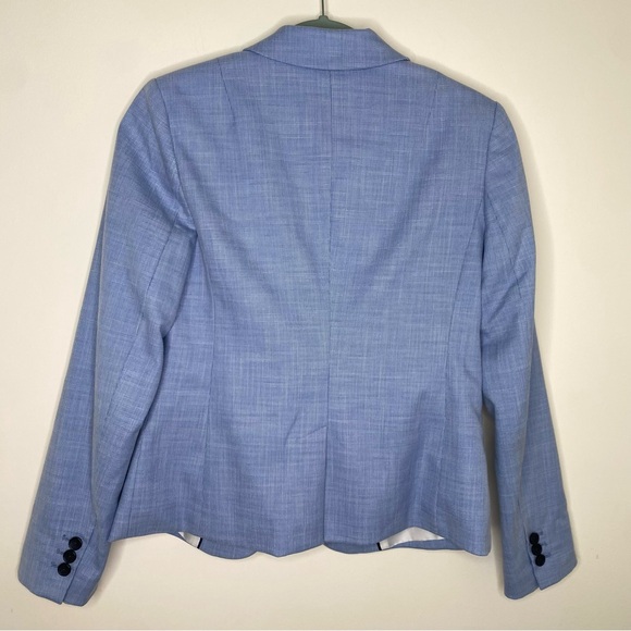 NWOT Banana Republic Classic Fit Chambray Blue Micro Plaid Blazer Sz 2 - Picture 2 of 16